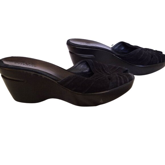 New Nike Air Cole Haan Suede Wedge Sandals Black Size 8.5 - Streetwear Sporty - Picture 3 of 10